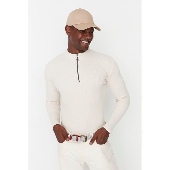 NWT Trendyol Men Fitted Standing collar Knitwear Sweater - Picture 1 of 8